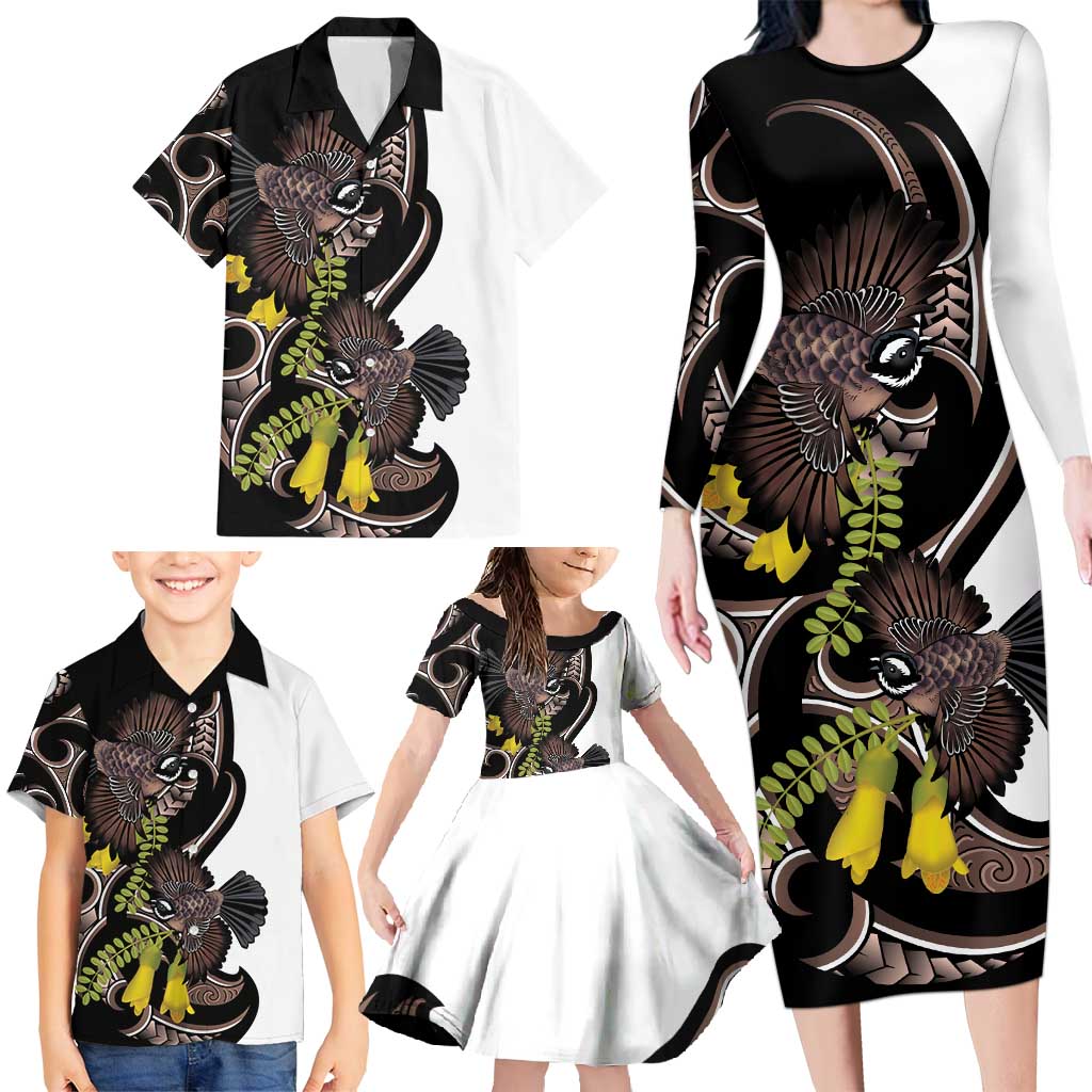 New Zealand Valentines Day Family Matching Long Sleeve Bodycon Dress and Hawaiian Shirt Piwakawaka Lovers Maori Koru Tattoo - Aussie Hoodie