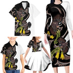 New Zealand Valentines Day Family Matching Long Sleeve Bodycon Dress and Hawaiian Shirt Piwakawaka Lovers Maori Koru Tattoo - Aussie Hoodie