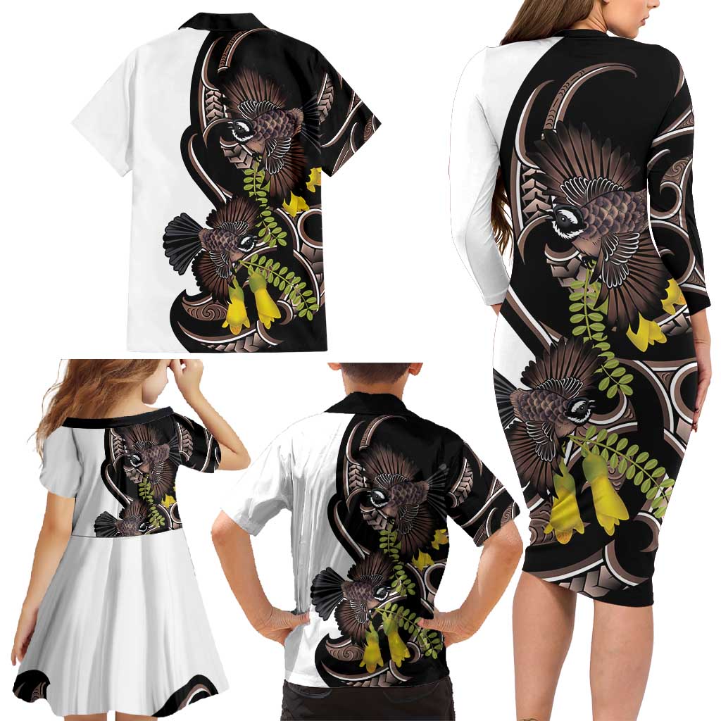 New Zealand Valentines Day Family Matching Long Sleeve Bodycon Dress and Hawaiian Shirt Piwakawaka Lovers Maori Koru Tattoo - Aussie Hoodie