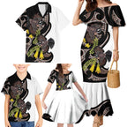 New Zealand Valentines Day Family Matching Mermaid Dress and Hawaiian Shirt Piwakawaka Lovers Maori Koru Tattoo - Aussie Hoodie