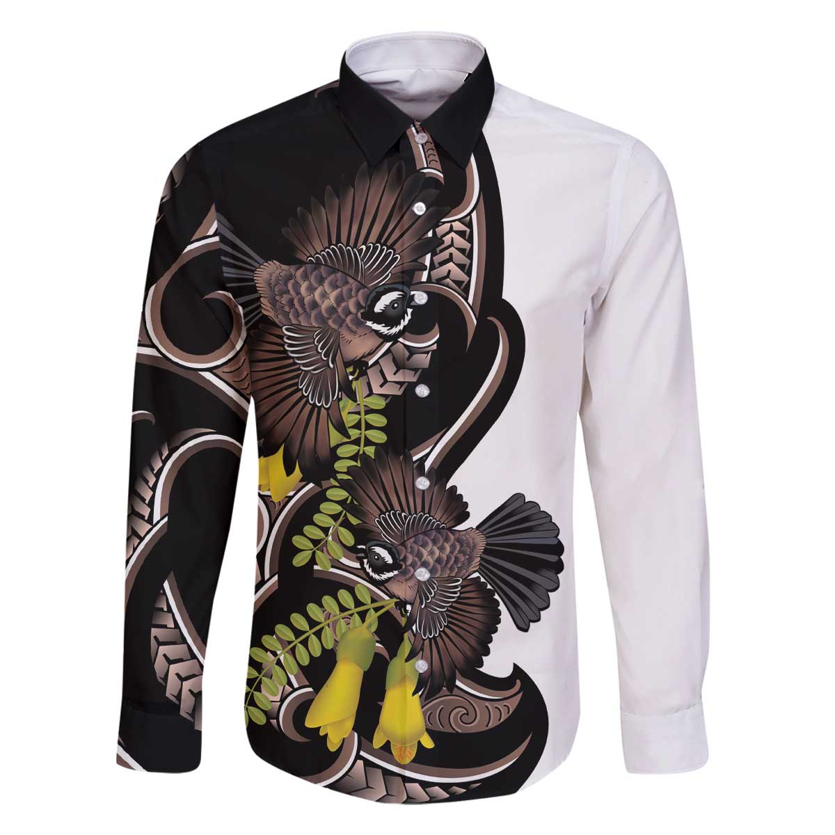 New Zealand Valentines Day Family Matching Off The Shoulder Long Sleeve Dress and Hawaiian Shirt Piwakawaka Lovers Maori Koru Tattoo - Aussie Hoodie