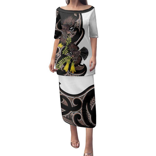 New Zealand Valentines Day Family Matching Puletasi and Hawaiian Shirt Piwakawaka Lovers Maori Koru Tattoo - Aussie Hoodie