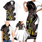 New Zealand Valentines Day Family Matching Short Sleeve Bodycon Dress and Hawaiian Shirt Piwakawaka Lovers Maori Koru Tattoo - Aussie Hoodie