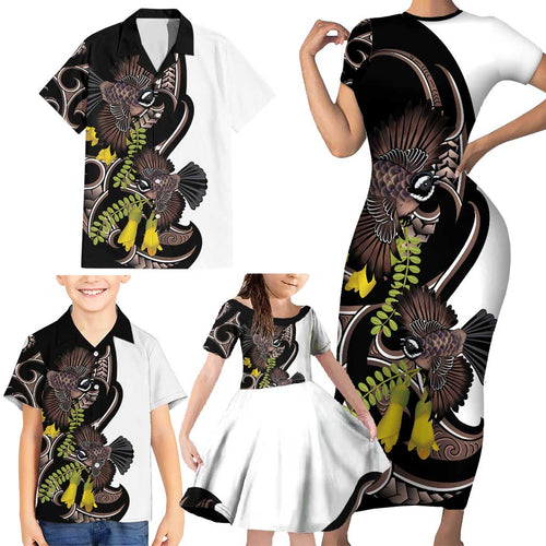 New Zealand Valentines Day Family Matching Short Sleeve Bodycon Dress and Hawaiian Shirt Piwakawaka Lovers Maori Koru Tattoo - Aussie Hoodie