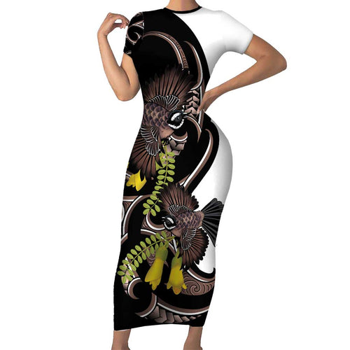 New Zealand Valentines Day Family Matching Short Sleeve Bodycon Dress and Hawaiian Shirt Piwakawaka Lovers Maori Koru Tattoo - Aussie Hoodie