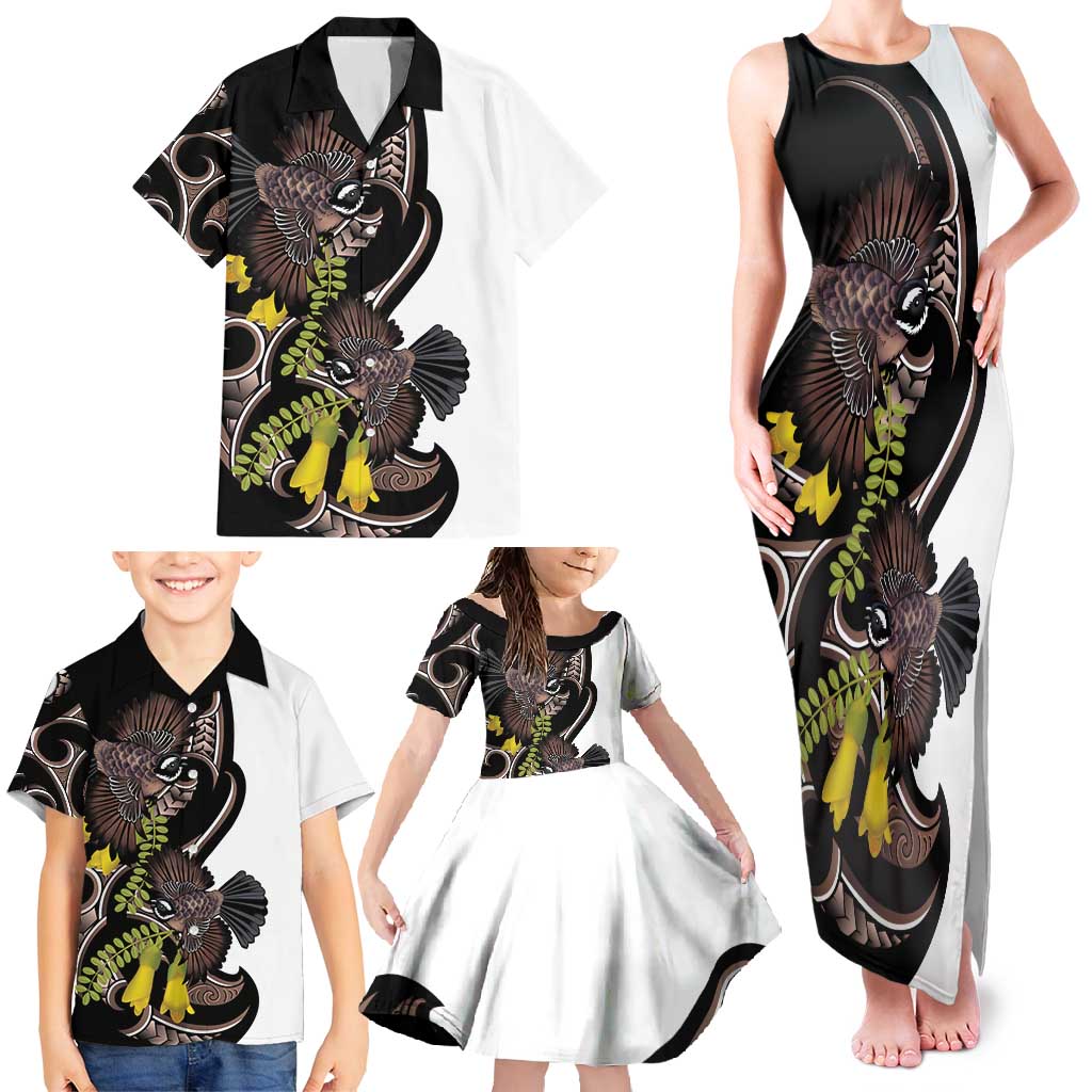 New Zealand Valentines Day Family Matching Tank Maxi Dress and Hawaiian Shirt Piwakawaka Lovers Maori Koru Tattoo - Aussie Hoodie