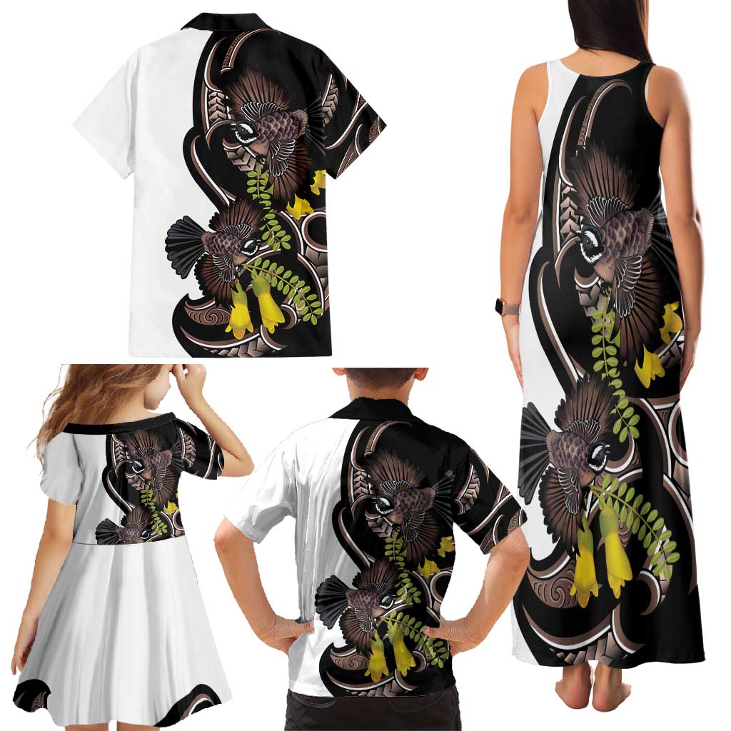 New Zealand Valentines Day Family Matching Tank Maxi Dress and Hawaiian Shirt Piwakawaka Lovers Maori Koru Tattoo - Aussie Hoodie