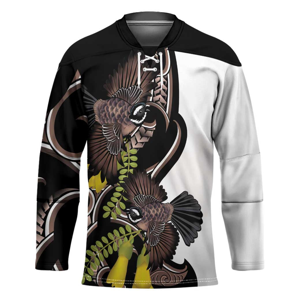 New Zealand Valentines Day Hockey Jersey Piwakawaka Lovers Maori Koru Tattoo - Aussie Hoodie