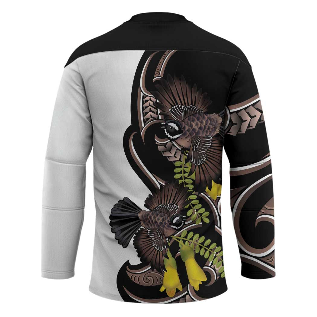 New Zealand Valentines Day Hockey Jersey Piwakawaka Lovers Maori Koru Tattoo - Aussie Hoodie
