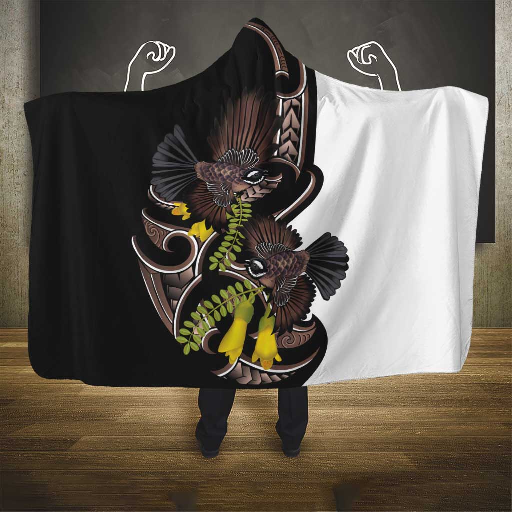 New Zealand Valentines Day Hooded Blanket Piwakawaka Lovers Maori Koru Tattoo - Aussie Hoodie
