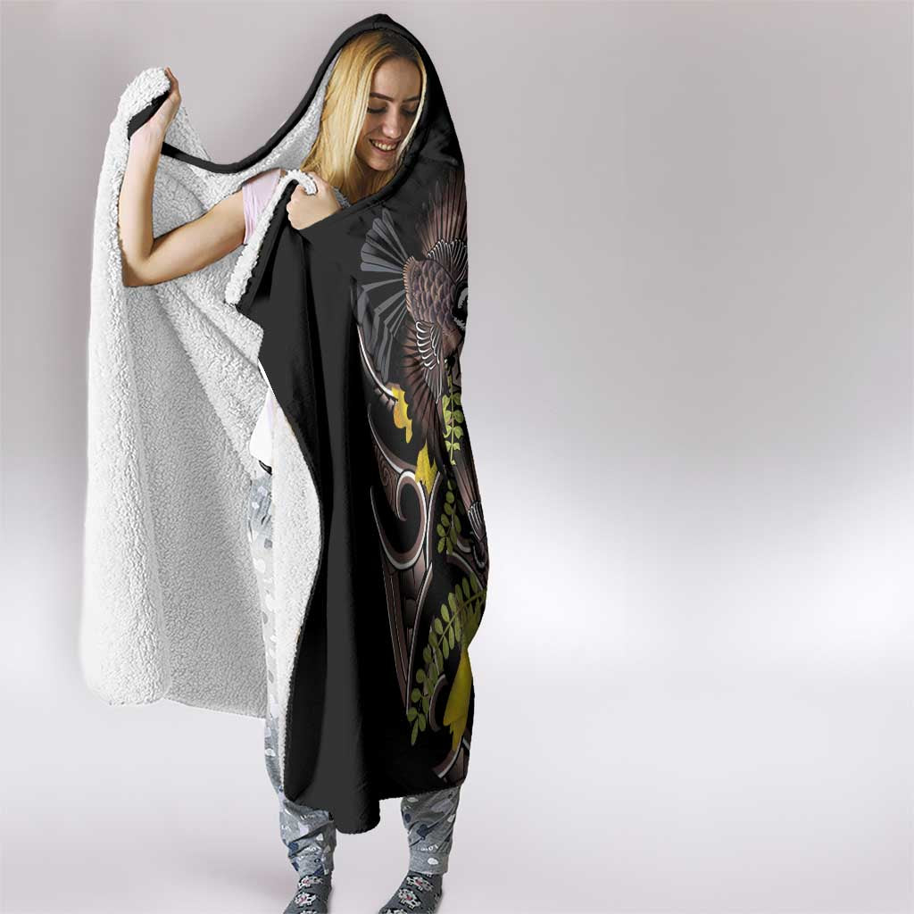 New Zealand Valentines Day Hooded Blanket Piwakawaka Lovers Maori Koru Tattoo - Aussie Hoodie