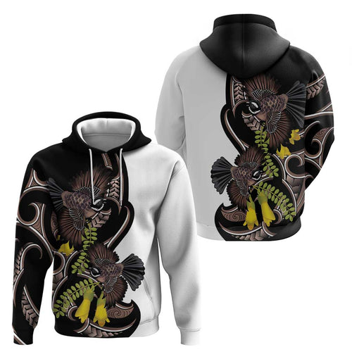 New Zealand Valentines Day Hoodie Piwakawaka Lovers Maori Koru Tattoo - Aussie Hoodie