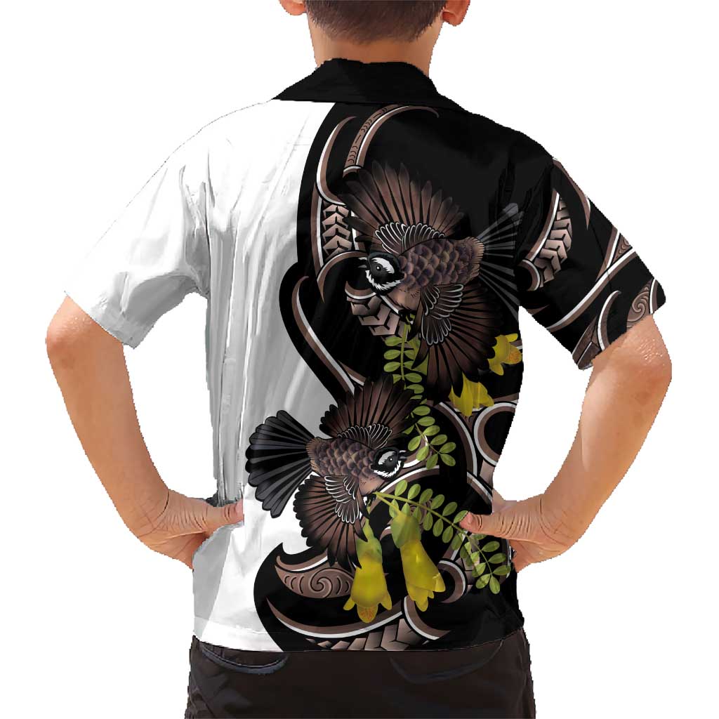New Zealand Valentines Day Kid Hawaiian Shirt Piwakawaka Lovers Maori Koru Tattoo - Aussie Hoodie