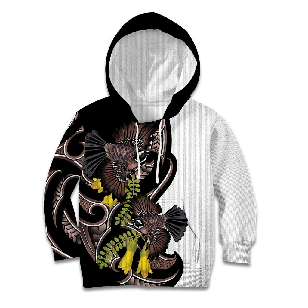 New Zealand Valentines Day Kid Hoodie Piwakawaka Lovers Maori Koru Tattoo - Aussie Hoodie