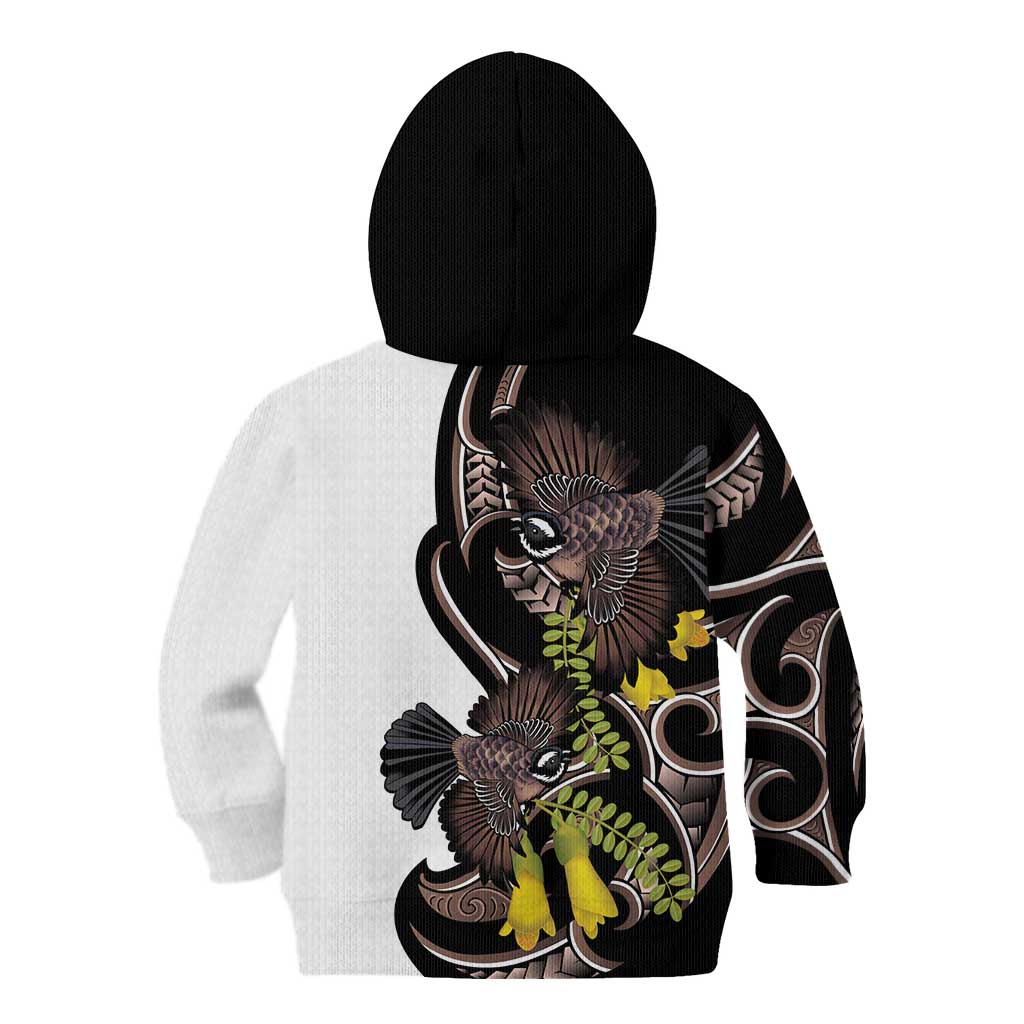 New Zealand Valentines Day Kid Hoodie Piwakawaka Lovers Maori Koru Tattoo - Aussie Hoodie