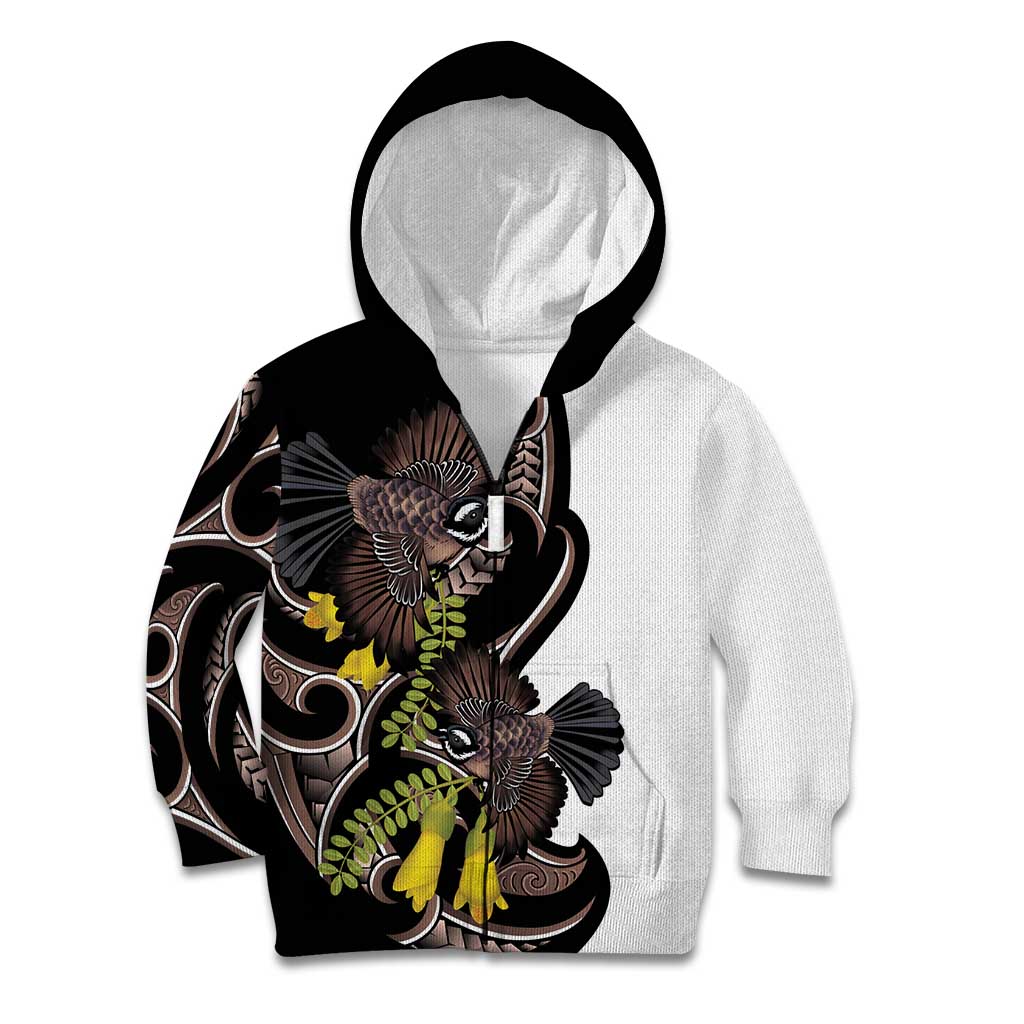 New Zealand Valentines Day Kid Hoodie Piwakawaka Lovers Maori Koru Tattoo - Aussie Hoodie