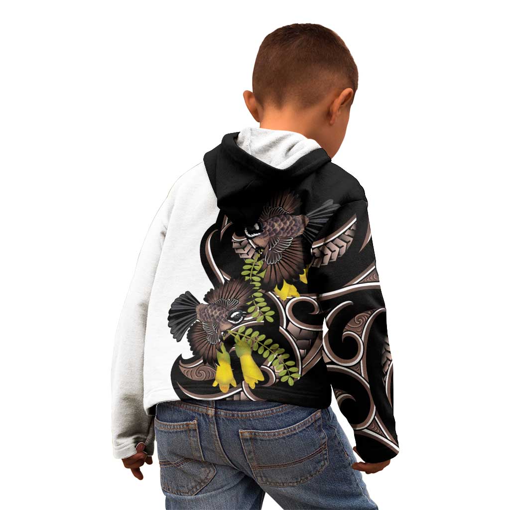 New Zealand Valentines Day Kid Hoodie Piwakawaka Lovers Maori Koru Tattoo - Aussie Hoodie