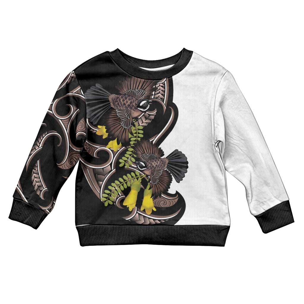 New Zealand Valentines Day Kid Ugly Christmas Sweater Piwakawaka Lovers Maori Koru Tattoo - Aussie Hoodie