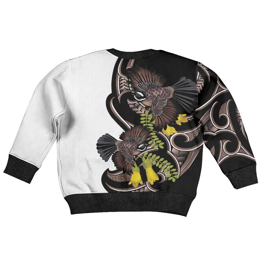 New Zealand Valentines Day Kid Ugly Christmas Sweater Piwakawaka Lovers Maori Koru Tattoo - Aussie Hoodie