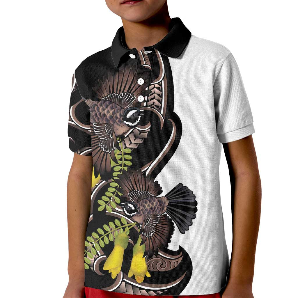 New Zealand Valentines Day Kid Polo Shirt Piwakawaka Lovers Maori Koru Tattoo - Aussie Hoodie