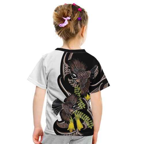 New Zealand Valentines Day Kid T Shirt Piwakawaka Lovers Maori Koru Tattoo - Aussie Hoodie
