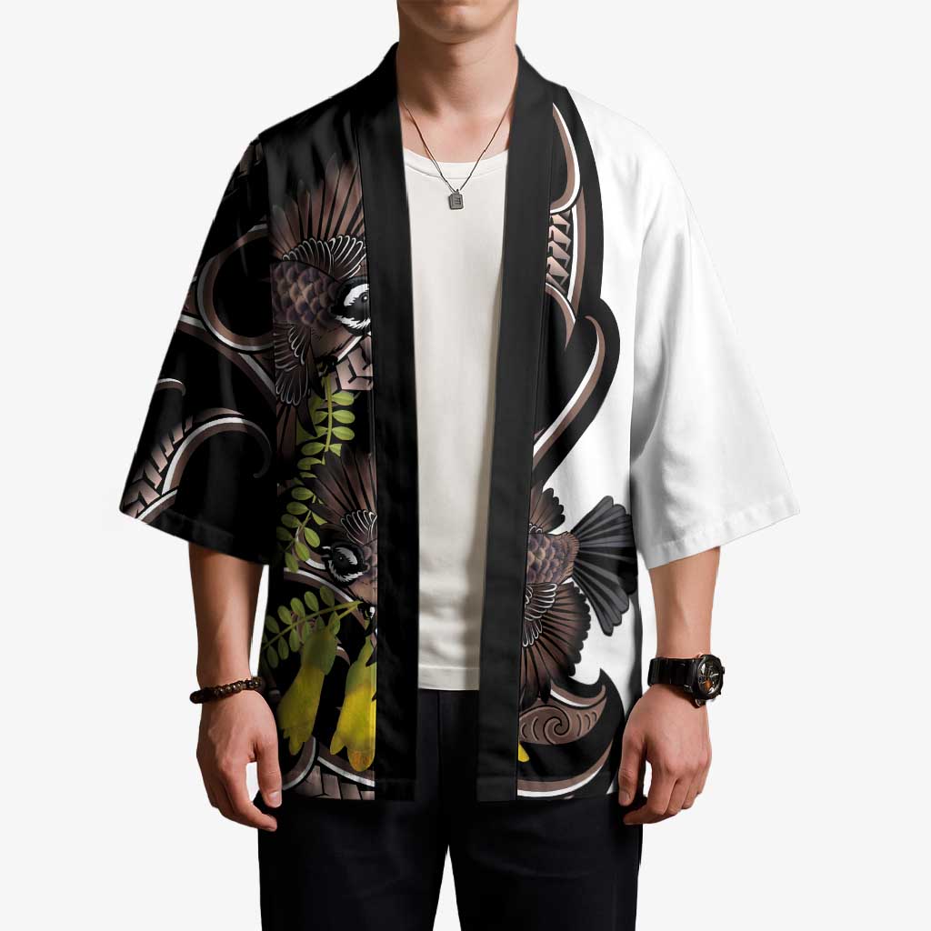 New Zealand Valentines Day Kimono Piwakawaka Lovers Maori Koru Tattoo - Aussie Hoodie