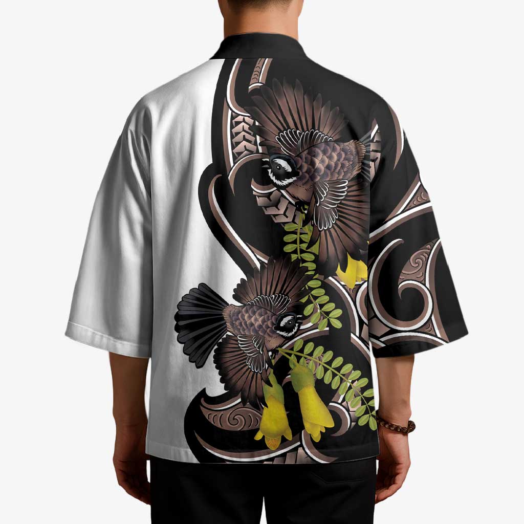 New Zealand Valentines Day Kimono Piwakawaka Lovers Maori Koru Tattoo - Aussie Hoodie