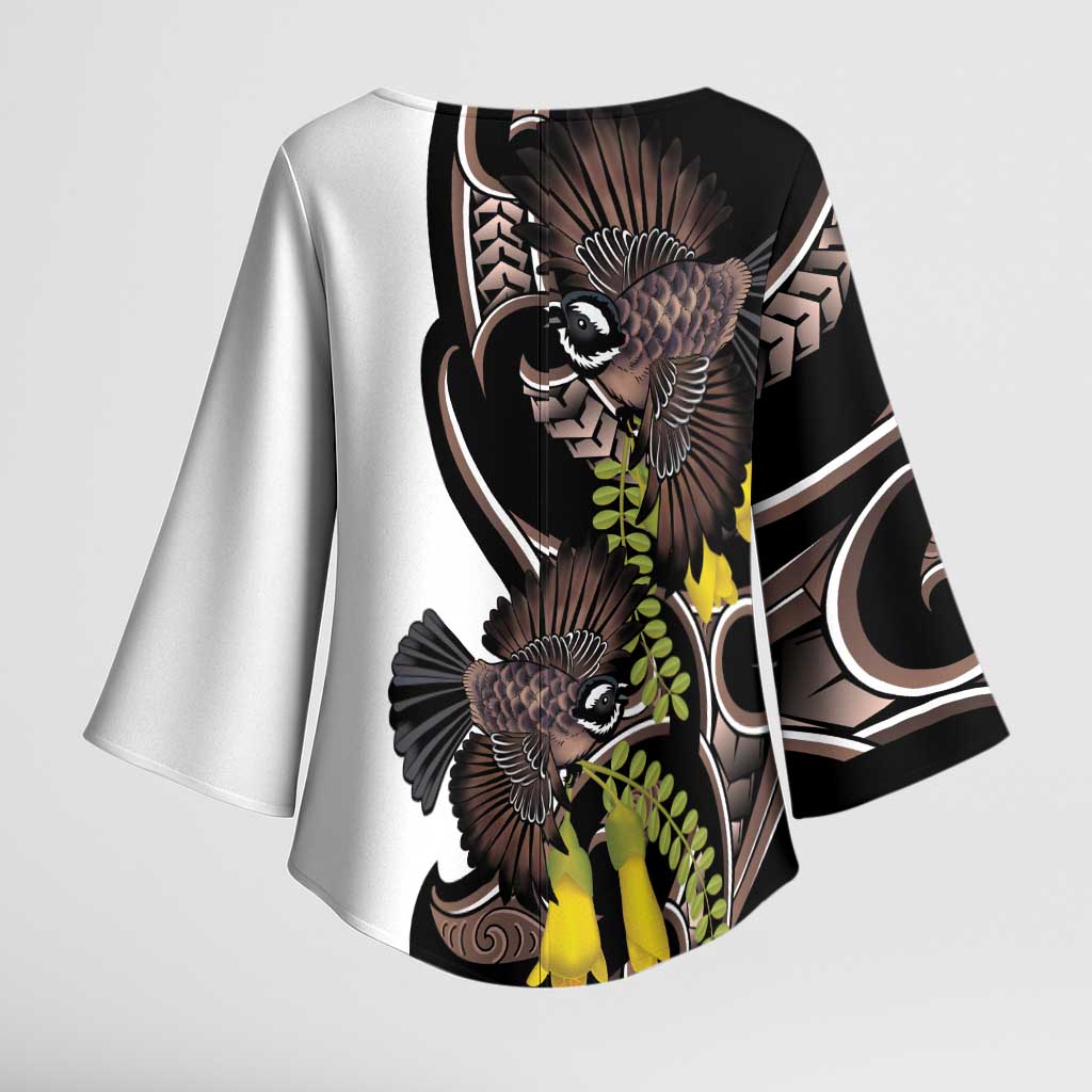 New Zealand Valentines Day Kimono Sleeve Blouse Piwakawaka Lovers Maori Koru Tattoo - Aussie Hoodie