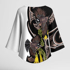 New Zealand Valentines Day Kimono Sleeve Blouse Piwakawaka Lovers Maori Koru Tattoo - Aussie Hoodie