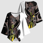 New Zealand Valentines Day Kimono Sleeve Blouse Piwakawaka Lovers Maori Koru Tattoo - Aussie Hoodie