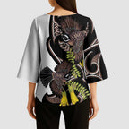 New Zealand Valentines Day Kimono Sleeve Blouse Piwakawaka Lovers Maori Koru Tattoo - Aussie Hoodie