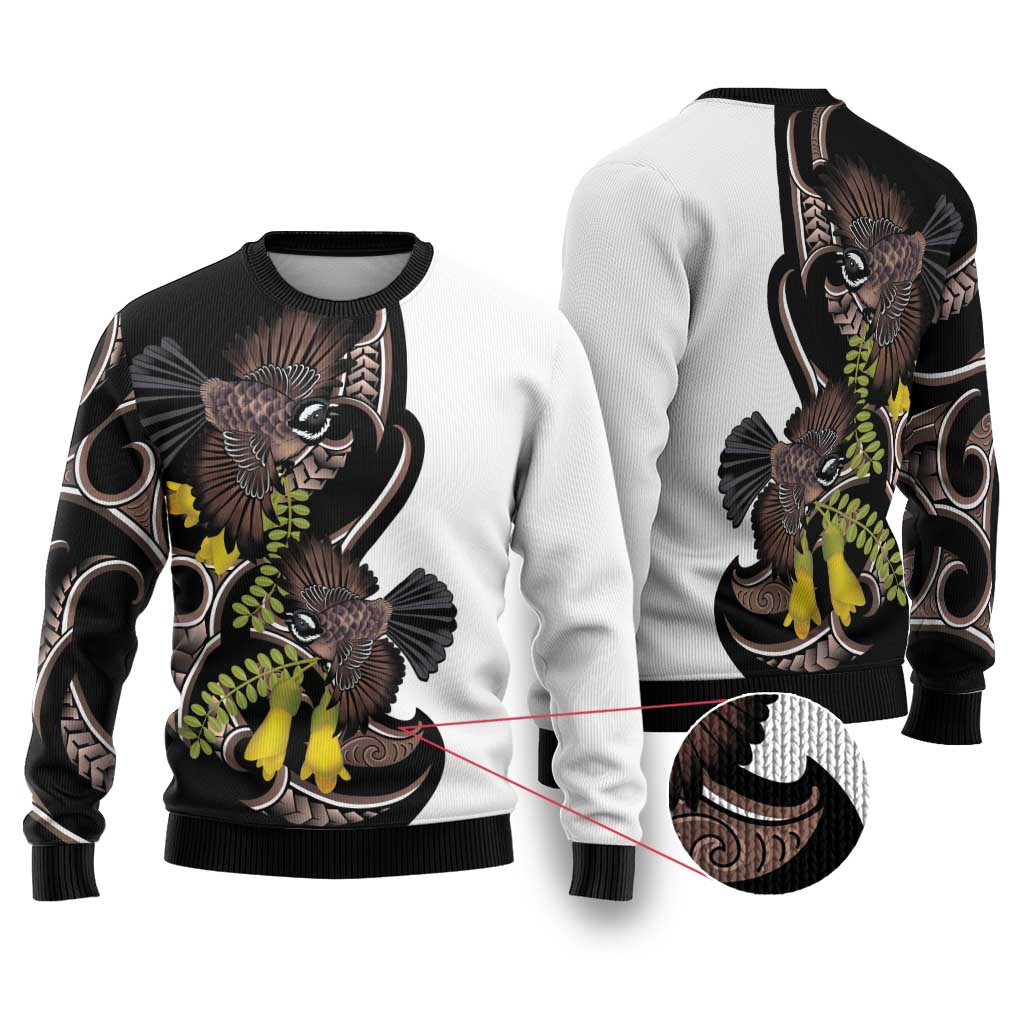 New Zealand Valentines Day Ugly Christmas Sweater Piwakawaka Lovers Maori Koru Tattoo - Aussie Hoodie