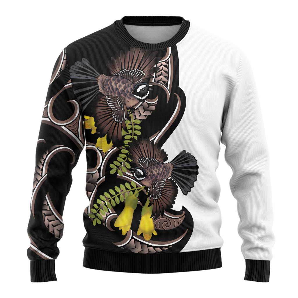 New Zealand Valentines Day Ugly Christmas Sweater Piwakawaka Lovers Maori Koru Tattoo - Aussie Hoodie