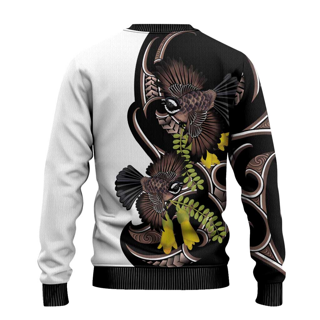 New Zealand Valentines Day Ugly Christmas Sweater Piwakawaka Lovers Maori Koru Tattoo - Aussie Hoodie
