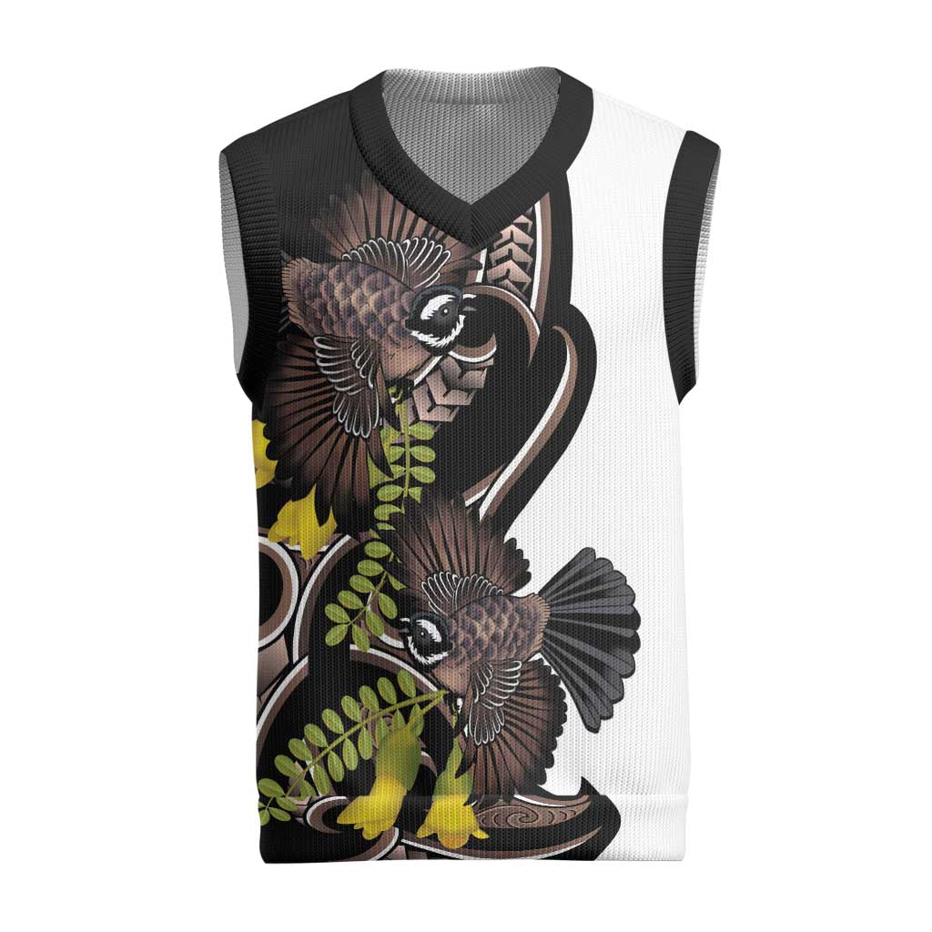 New Zealand Valentines Day Christmas Knitted V-Neck Vest Piwakawaka Lovers Maori Koru Tattoo - Aussie Hoodie