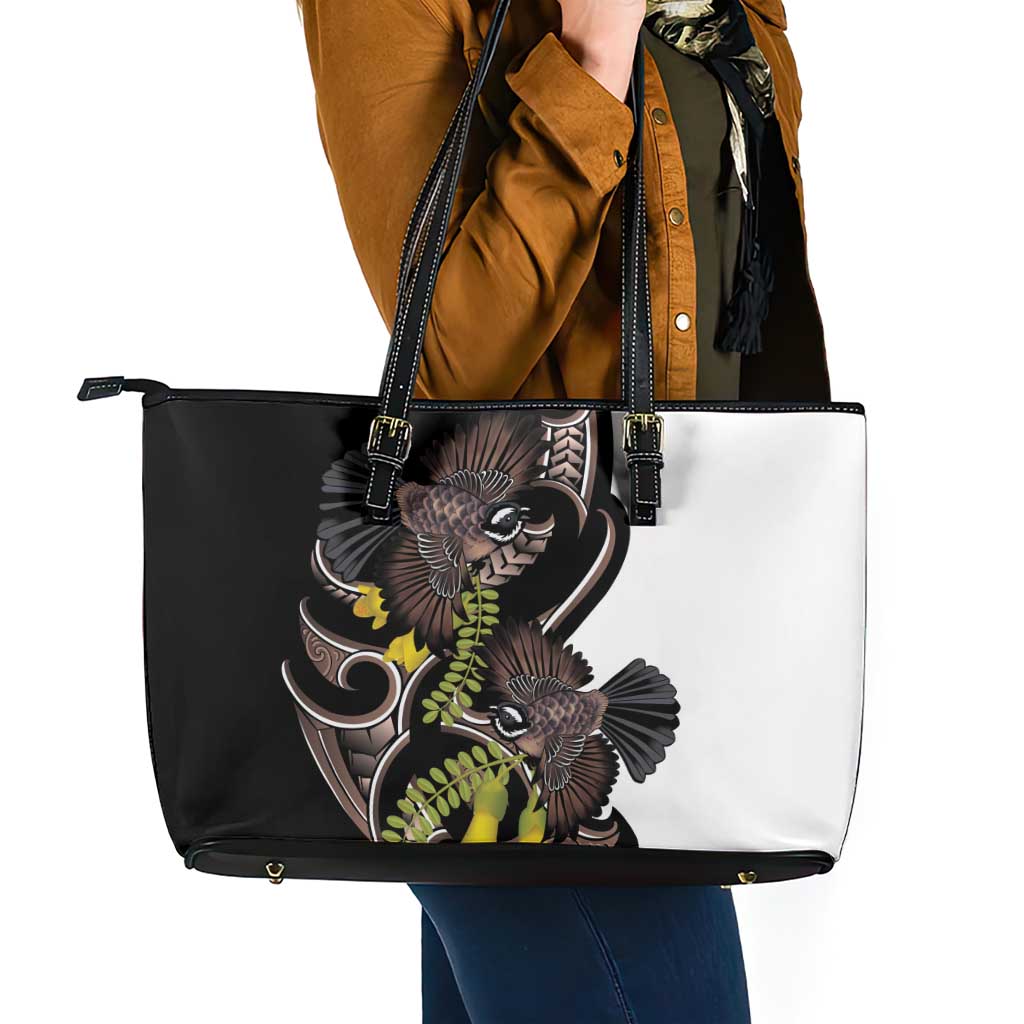 New Zealand Valentines Day Leather Tote Bag Piwakawaka Lovers Maori Koru Tattoo - Aussie Hoodie