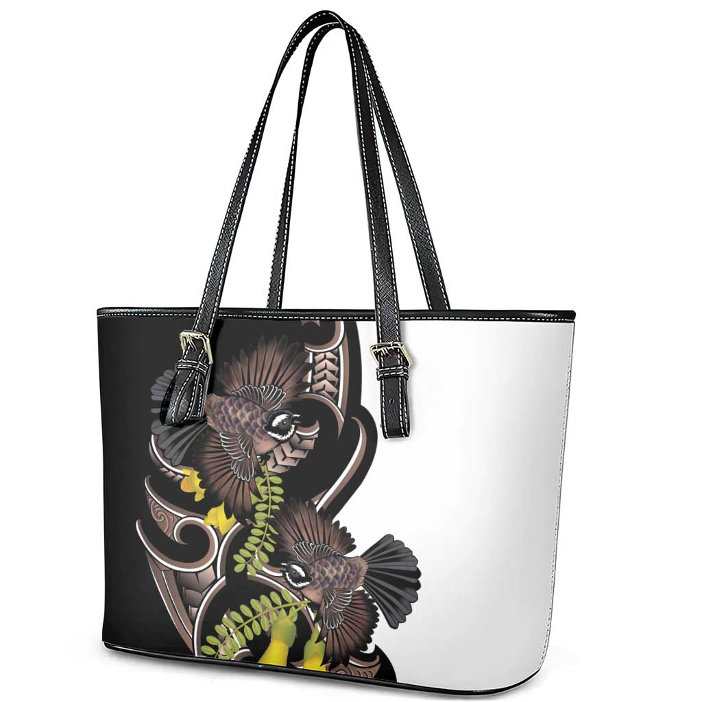 New Zealand Valentines Day Leather Tote Bag Piwakawaka Lovers Maori Koru Tattoo - Aussie Hoodie
