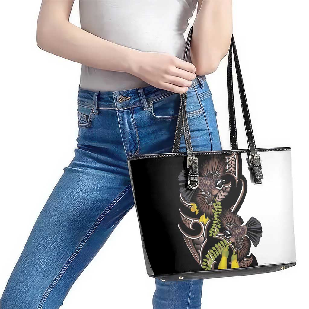 New Zealand Valentines Day Leather Tote Bag Piwakawaka Lovers Maori Koru Tattoo - Aussie Hoodie