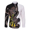 New Zealand Valentines Day Long Sleeve Button Shirt Piwakawaka Lovers Maori Koru Tattoo - Aussie Hoodie