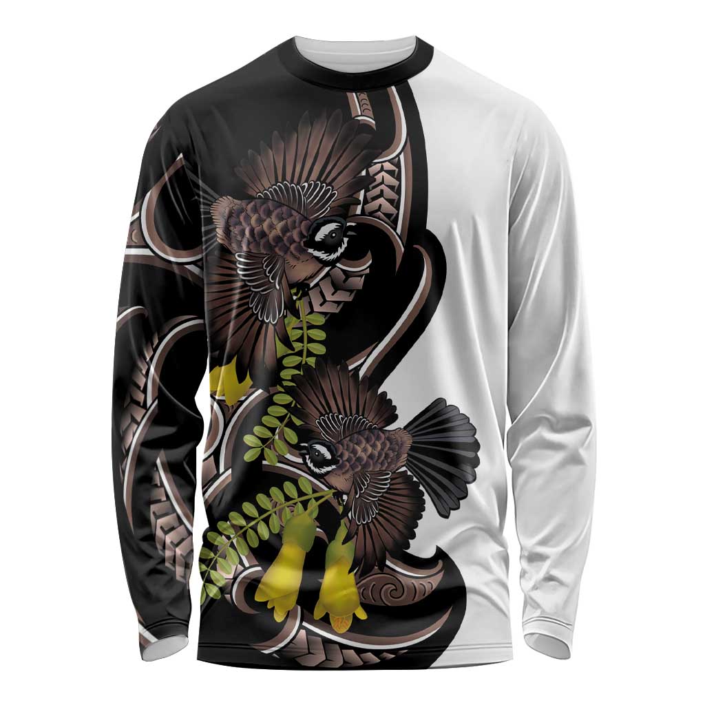 New Zealand Valentines Day Long Sleeve Shirt Piwakawaka Lovers Maori Koru Tattoo - Aussie Hoodie