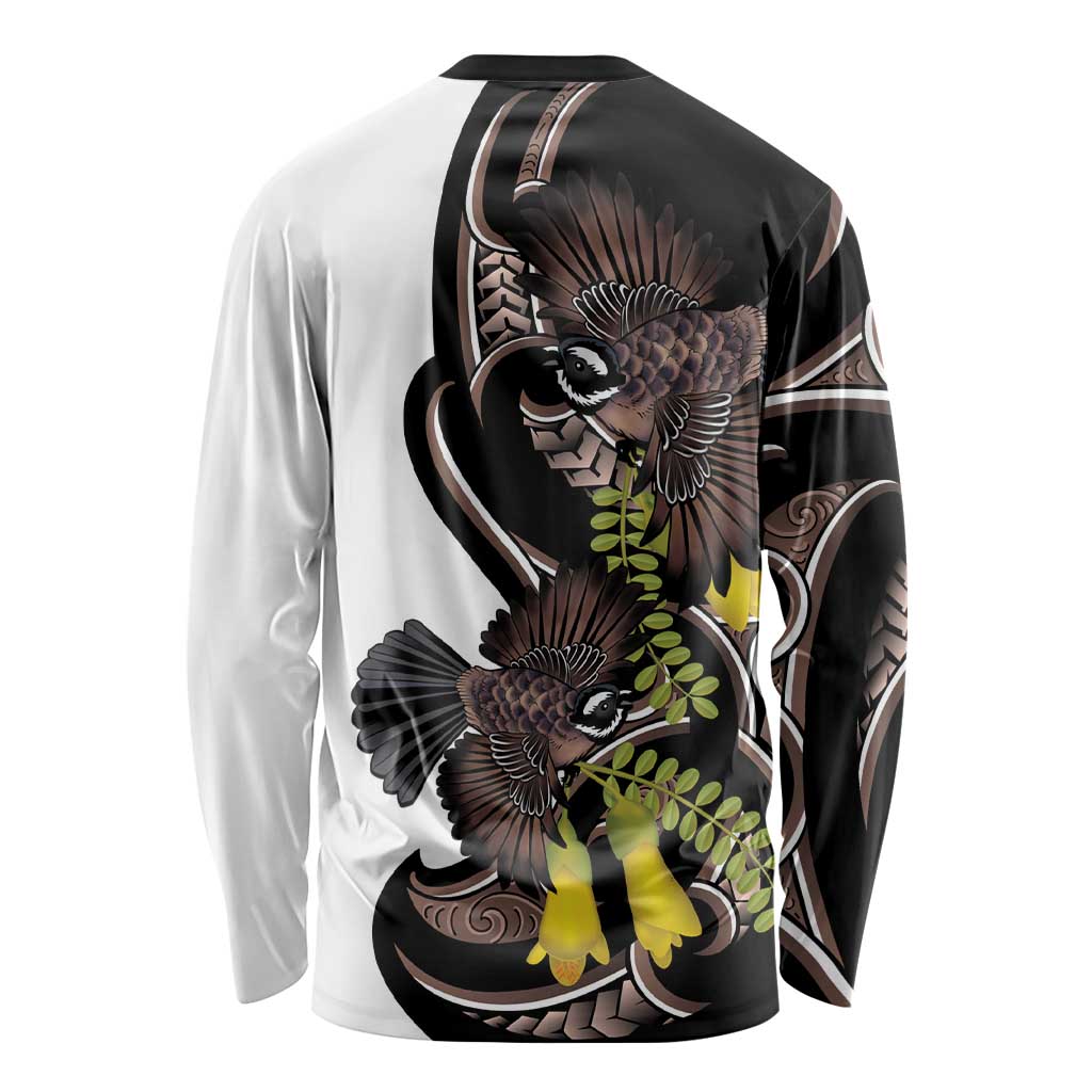 New Zealand Valentines Day Long Sleeve Shirt Piwakawaka Lovers Maori Koru Tattoo - Aussie Hoodie