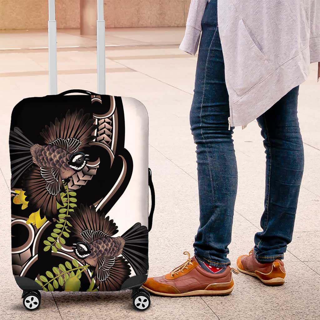 New Zealand Valentines Day Luggage Cover Piwakawaka Lovers Maori Koru Tattoo - Aussie Hoodie