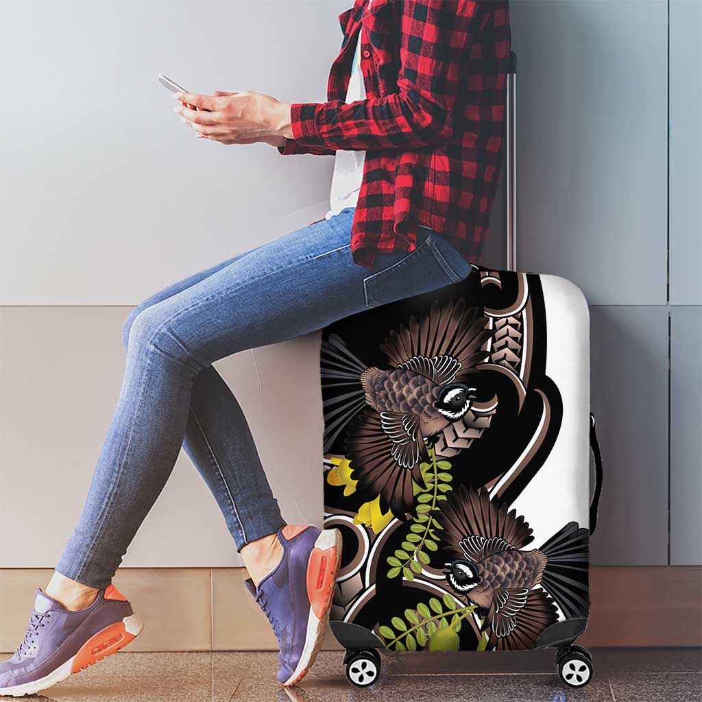 New Zealand Valentines Day Luggage Cover Piwakawaka Lovers Maori Koru Tattoo - Aussie Hoodie
