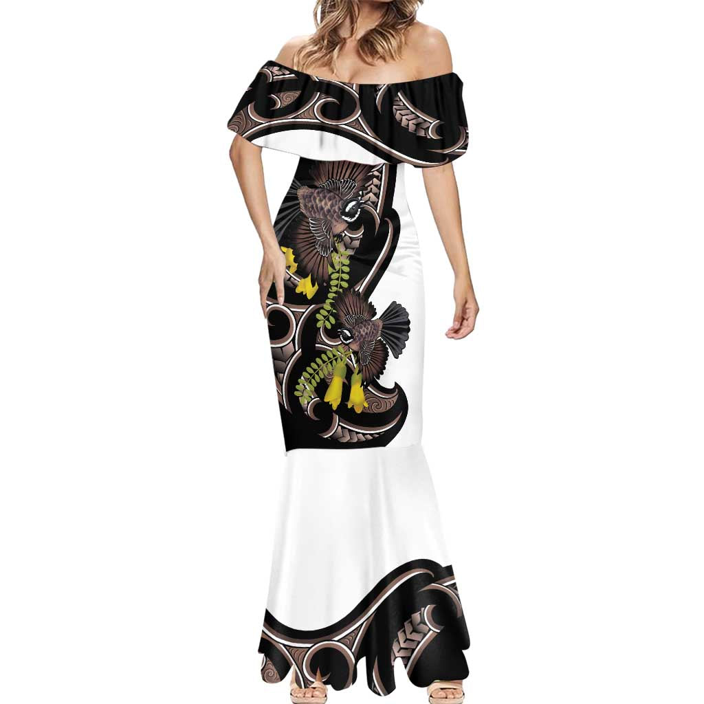 New Zealand Valentines Day Mermaid Dress Piwakawaka Lovers Maori Koru Tattoo - Aussie Hoodie