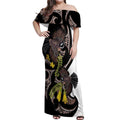 New Zealand Valentines Day Off Shoulder Maxi Dress Piwakawaka Lovers Maori Koru Tattoo - Aussie Hoodie