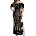 New Zealand Valentines Day Off Shoulder Maxi Dress Piwakawaka Lovers Maori Koru Tattoo - Aussie Hoodie