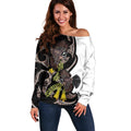 New Zealand Valentines Day Off Shoulder Sweater Piwakawaka Lovers Maori Koru Tattoo - Aussie Hoodie