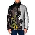 New Zealand Valentines Day Padded Jacket Piwakawaka Lovers Maori Koru Tattoo - Aussie Hoodie