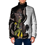 New Zealand Valentines Day Padded Jacket Piwakawaka Lovers Maori Koru Tattoo - Aussie Hoodie