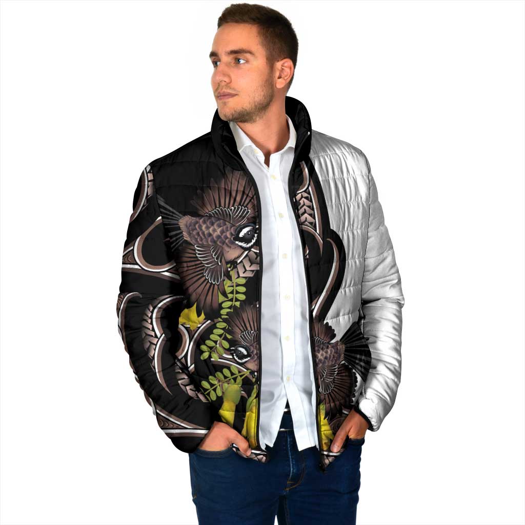 New Zealand Valentines Day Padded Jacket Piwakawaka Lovers Maori Koru Tattoo - Aussie Hoodie